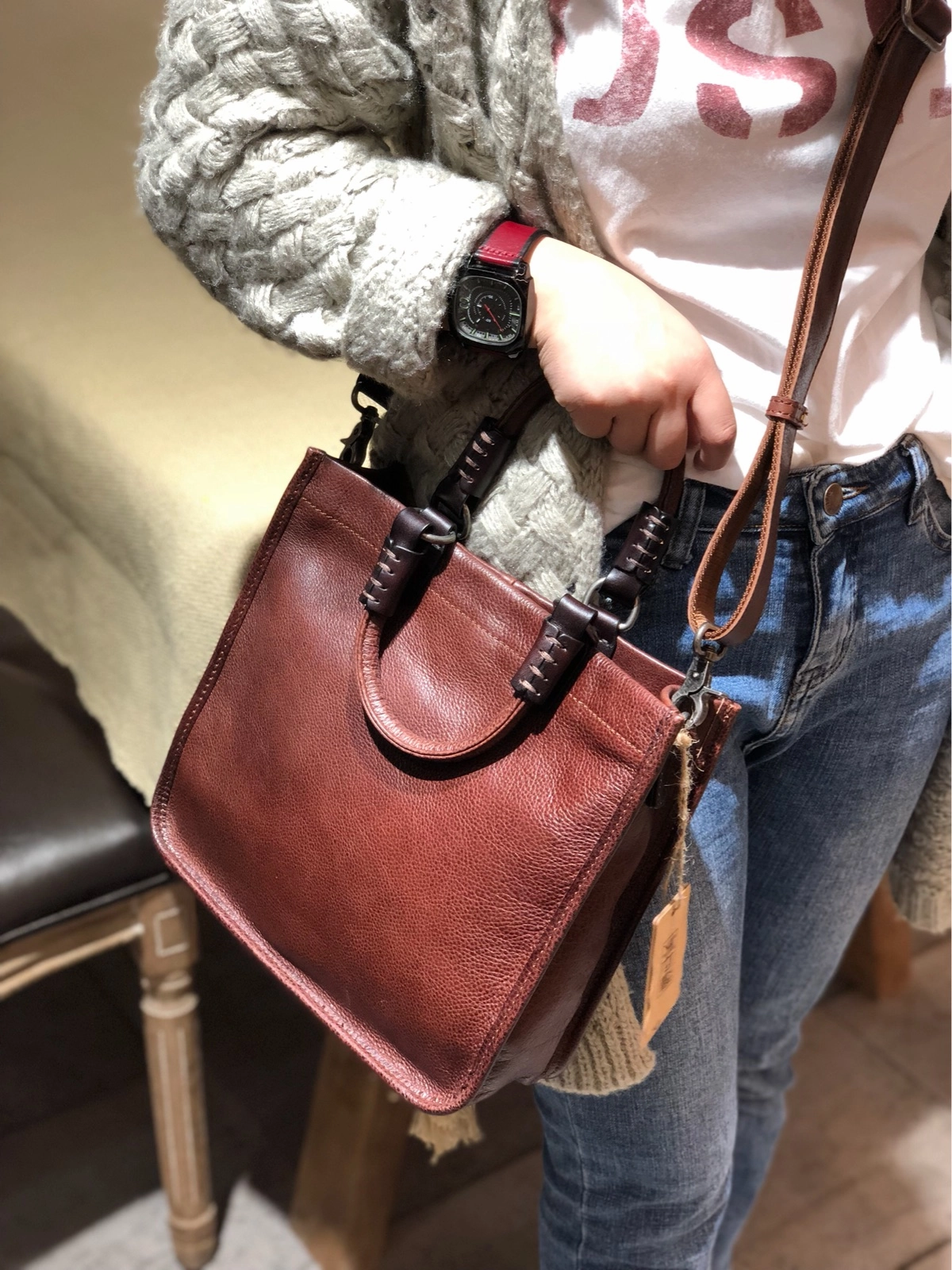 Womens Leather Satchel Bag Square Crossbody Bag Purse