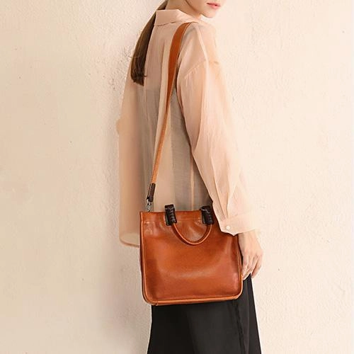Womens Leather Satchel Bag Square Crossbody Bag Purse
