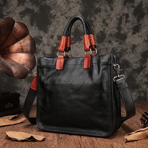 Womens Leather Satchel Bag Square Crossbody Bag Purse
