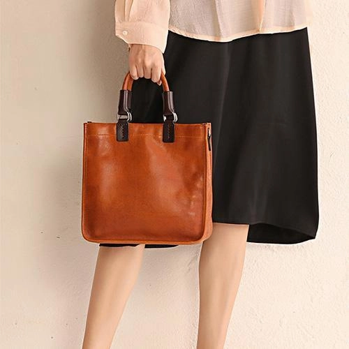 Womens Leather Satchel Bag Square Crossbody Bag Purse