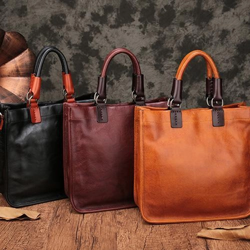 Womens Leather Satchel Bag Square Crossbody Bag Purse