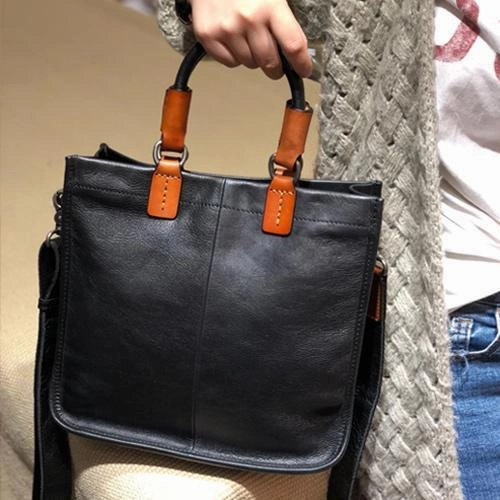 Womens Leather Satchel Bag Square Crossbody Bag Purse