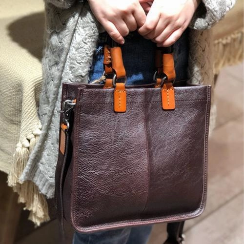 Womens Leather Satchel Bag Square Crossbody Bag Purse