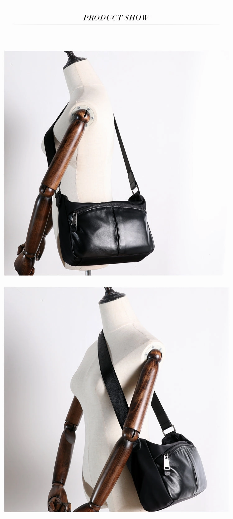 Womens Nylon Leather Small Shoulder Purse Womens Black Nylon Crossbody Purse Nylon Work Shoulder Purse for Ladies