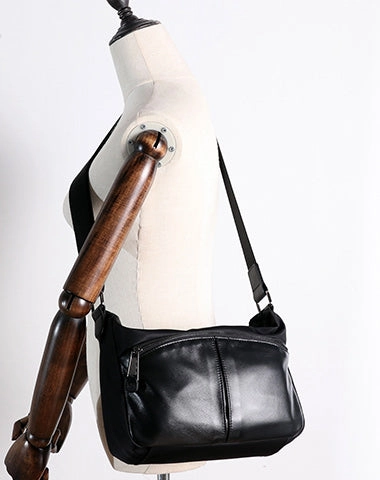Womens Nylon Leather Small Shoulder Purse Womens Black Nylon Crossbody Purse Nylon Work Shoulder Purse for Ladies