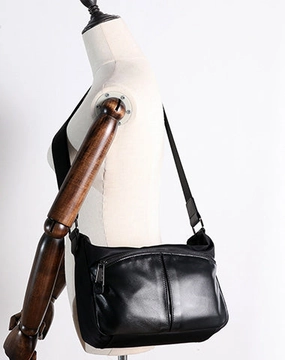 Womens Nylon Leather Small Shoulder Purse Womens Black Nylon Crossbody Purse Nylon Work Shoulder Purse for Ladies