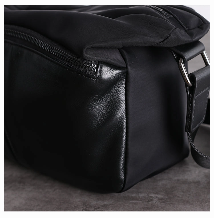 Womens Nylon Leather Small Shoulder Purse Womens Black Nylon Crossbody Purse Nylon Work Shoulder Purse for Ladies