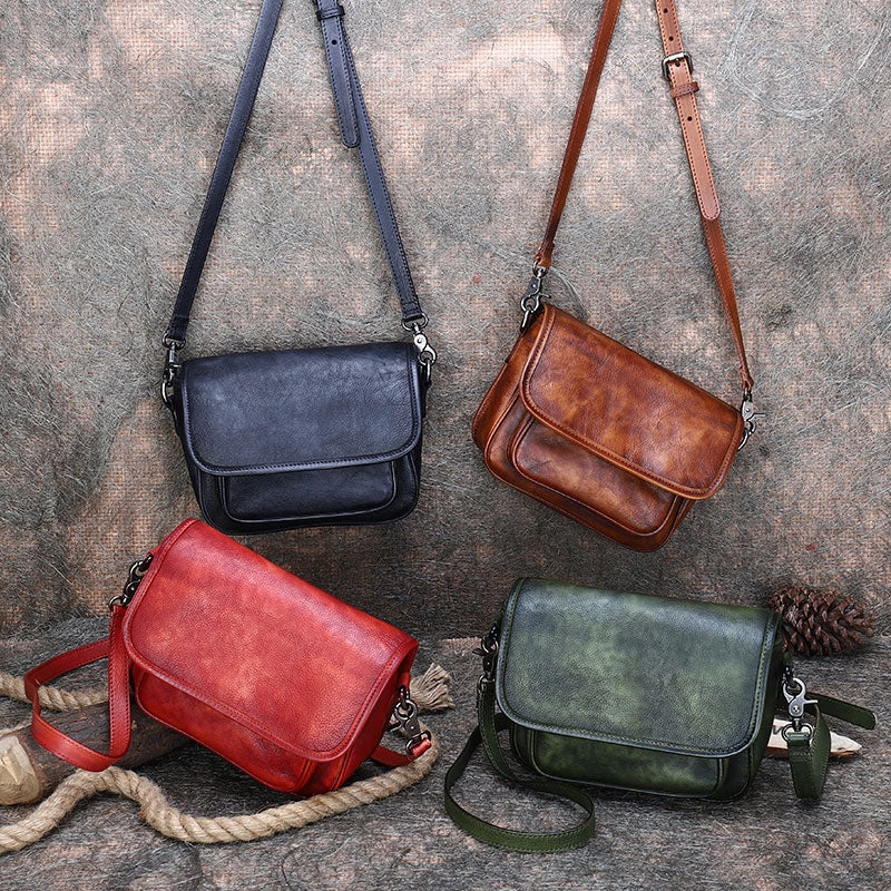 Womens Red Leather Flip Side Bag Best Shoulder Bag Small Crossbody Purse for Ladies