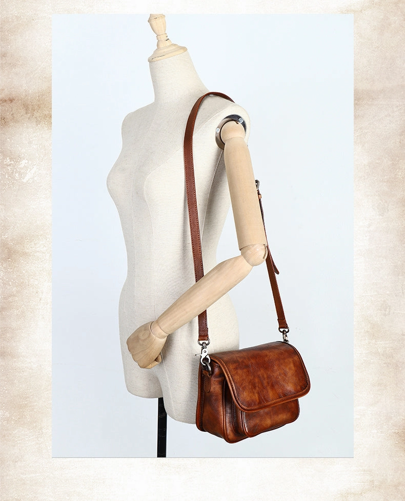 Womens Red Leather Flip Side Bag Best Shoulder Bag Small Crossbody Purse for Ladies