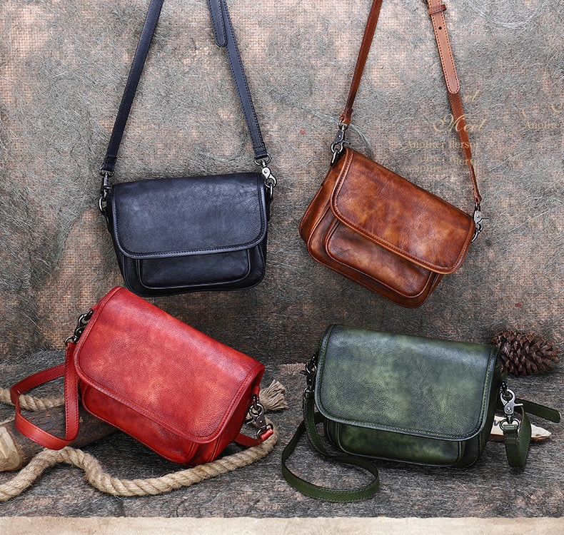 Womens Red Leather Flip Side Bag Best Shoulder Bag Small Crossbody Purse for Ladies