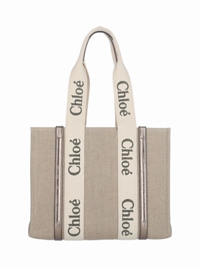 Woody" Tote Bag  Beige