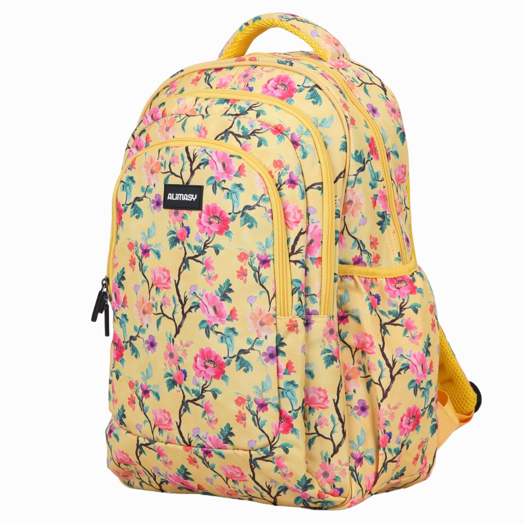 Yellow Floral Large School Backpack