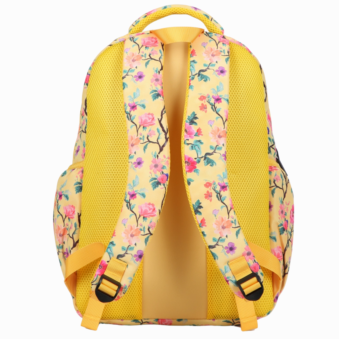 Yellow Floral Large School Backpack