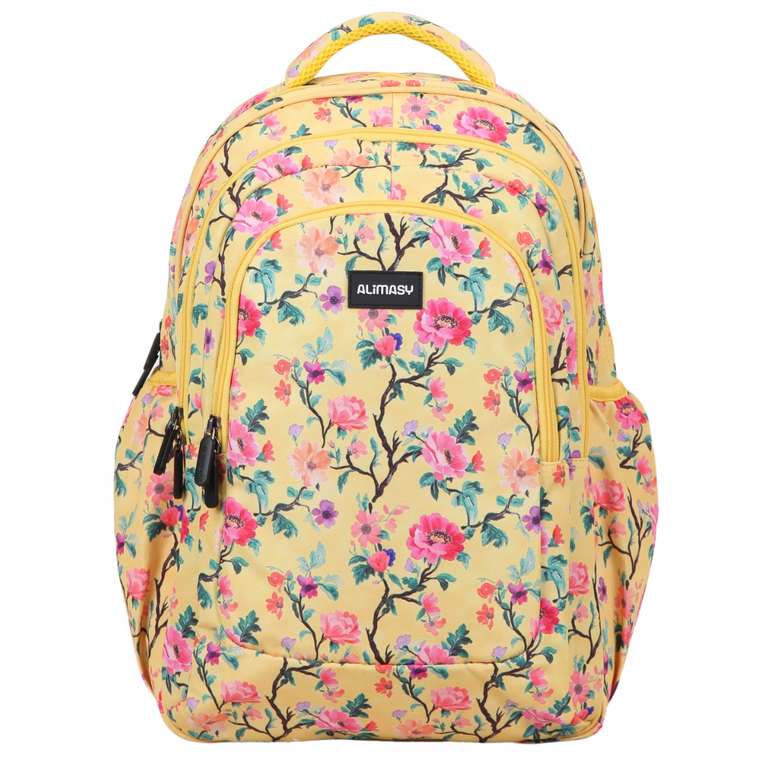Yellow Floral Large School Backpack