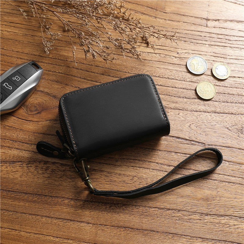 Zipper Leather Key Wallet Mens Leather Car Key Fob Wallet Leather Key Holder Wallet