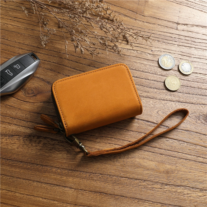 Zipper Leather Key Wallet Mens Leather Car Key Fob Wallet Leather Key Holder Wallet