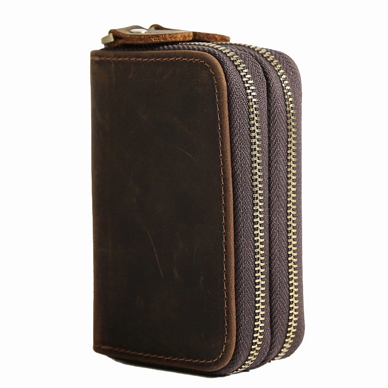 Zipper Leather Key Wallet Mens Leather Car Key Fob Wallet Leather Key Holder Wallet