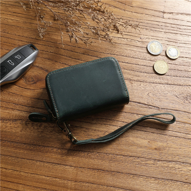 Zipper Leather Key Wallet Mens Leather Car Key Fob Wallet Leather Key Holder Wallet