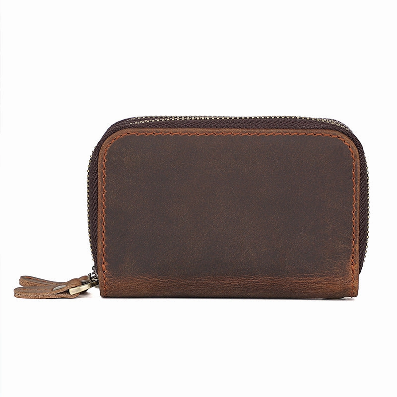 Zipper Leather Key Wallet Mens Leather Car Key Fob Wallet Leather Key Holder Wallet