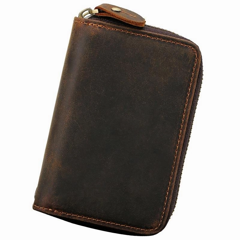 Zipper Leather Key Wallet Mens Leather Car Key Fob Wallet Leather Key Holder Wallet