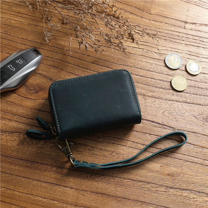 Zipper Leather Key Wallet Mens Leather Car Key Fob Wallet Leather Key Holder Wallet